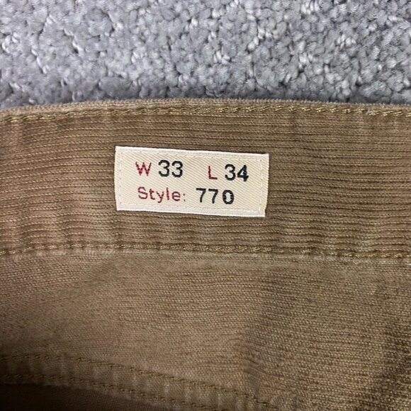 J. CREW 770 Corduroy Pants Men's 33 x 34 Measures 36 x 33 Brown Straight Fit - Picture 6 of 13